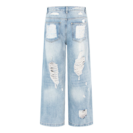 Jeans Donna Vintage Strappati - Denim Blu Fit Loose Street Style